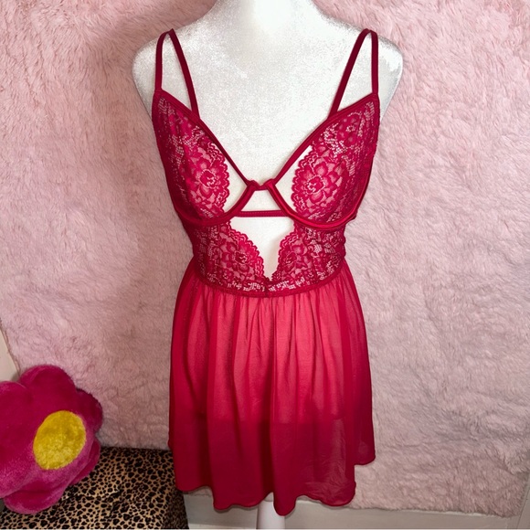 Adore Me Other - Adore me Red Lace Babydoll Lingerie